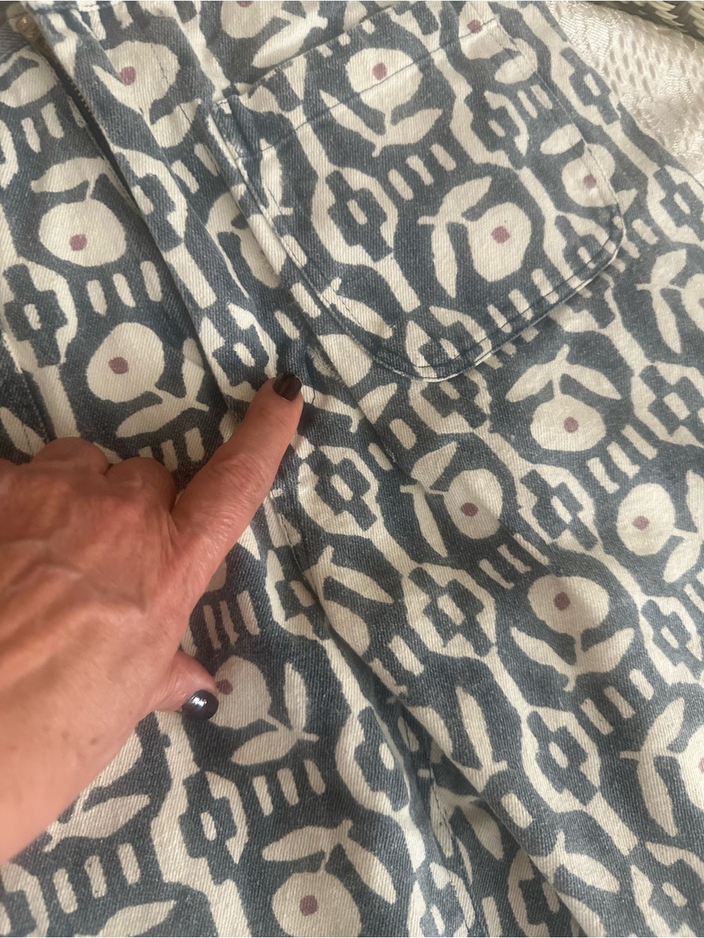 Printed Navy and Cream Boot Cut Jeans - Picture 7 of 8